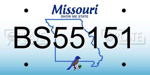 BS55151 Missouri License Plate