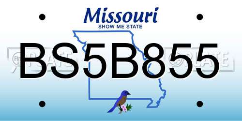 BS5B855 Missouri License Plate