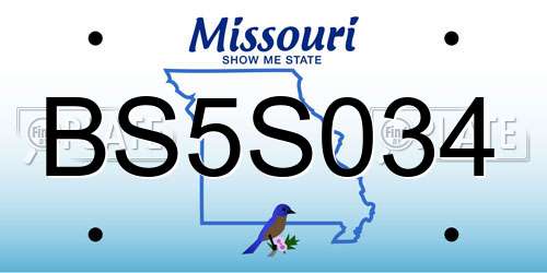 BS5S034 Missouri License Plate