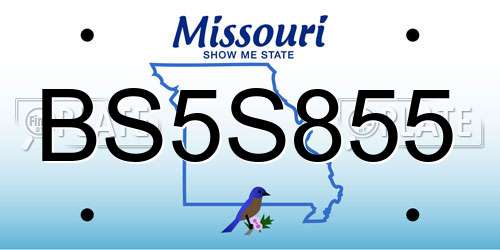 BS5S855 Missouri License Plate