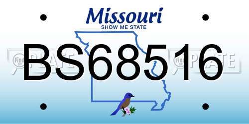 BS68516 Missouri License Plate