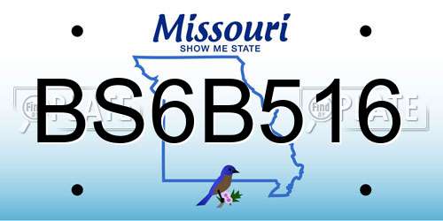 BS6B516 Missouri License Plate