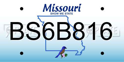 BS6B816 Missouri License Plate