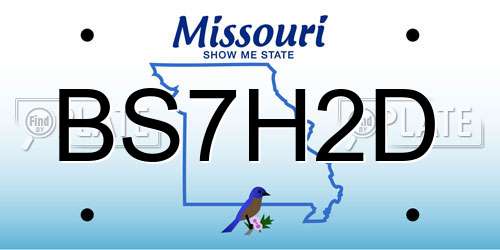 BS7H2D Missouri License Plate
