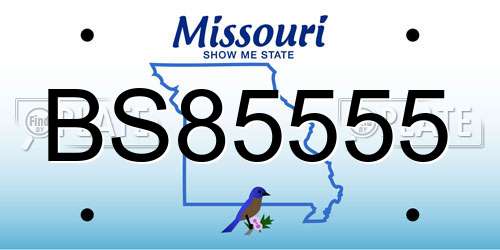 BS85555 Missouri License Plate