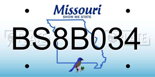BS8B034 Missouri License Plate