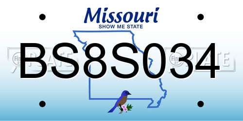 BS8S034 Missouri License Plate