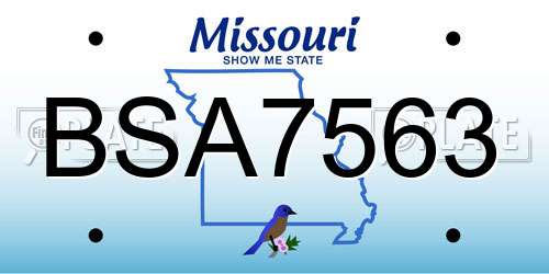 BSA7563 Missouri License Plate