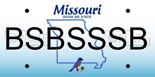 BSBSSSB Missouri License Plate