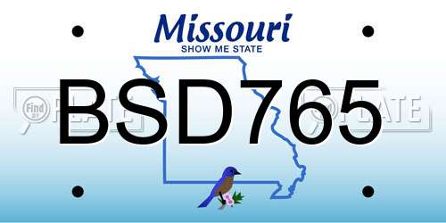 BSD765 Missouri License Plate