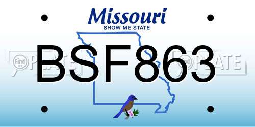 BSF863 Missouri License Plate
