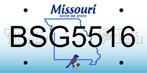 BSG5516 Missouri License Plate