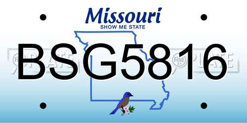 BSG5816 Missouri License Plate