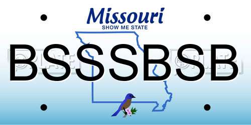 BSSSBSB Missouri License Plate