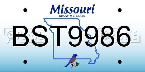 BST9986 Missouri License Plate