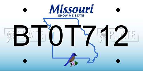 BT0T712 Missouri License Plate
