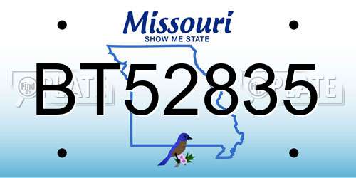 BT52835 Missouri License Plate