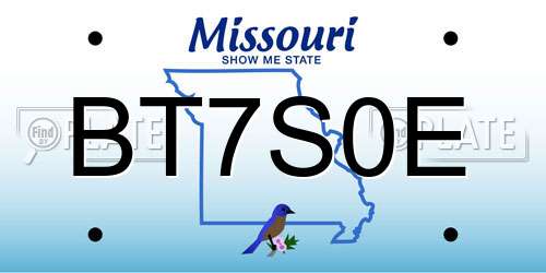 BT7S0E Missouri License Plate