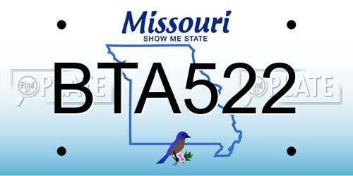 BTA522 Missouri License Plate