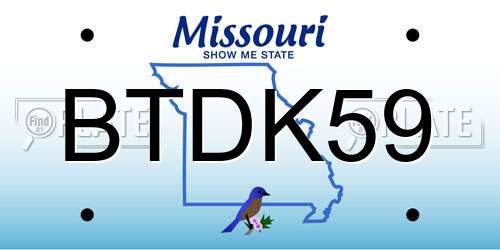 BTDK59 Missouri License Plate