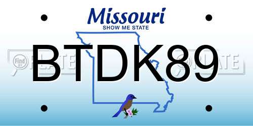 BTDK89 Missouri License Plate