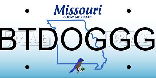BTDOGGG Missouri License Plate
