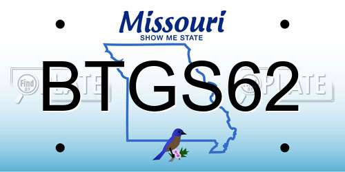 BTGS62 Missouri License Plate