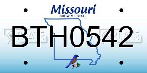BTH0542 Missouri License Plate