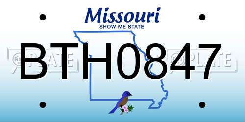 BTH0847 Missouri License Plate