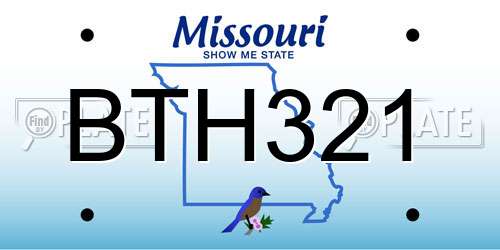 BTH321 Missouri License Plate