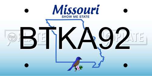 BTKA92 Missouri License Plate