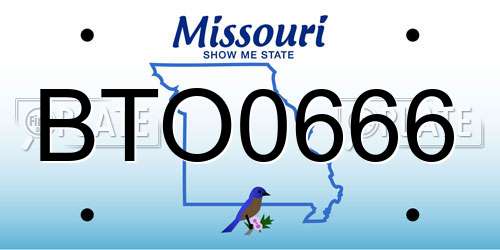 BTO0666 Missouri License Plate
