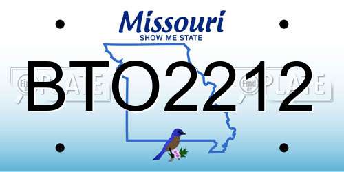 BTO2212 Missouri License Plate