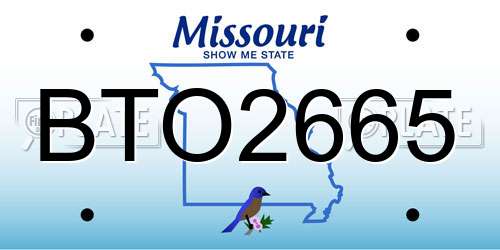 BTO2665 Missouri License Plate