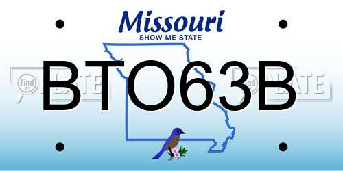 BTO63B Missouri License Plate