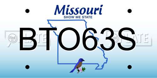 BTO63S Missouri License Plate