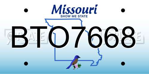 BTO7668 Missouri License Plate