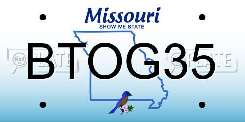BTOG35 Missouri License Plate