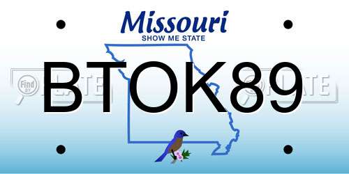 BTOK89 Missouri License Plate