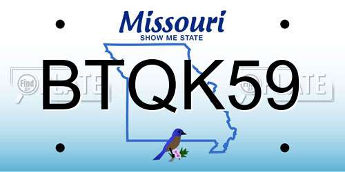 BTQK59 Missouri License Plate