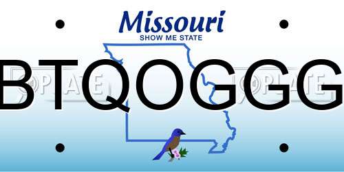 BTQOGGG Missouri License Plate