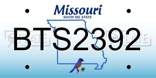 BTS2392 Missouri License Plate