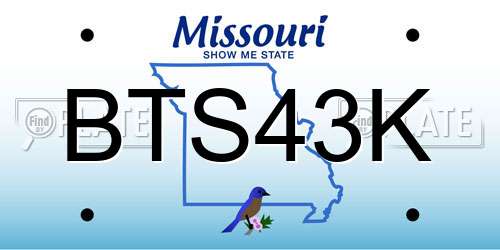 BTS43K Missouri License Plate