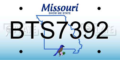 BTS7392 Missouri License Plate
