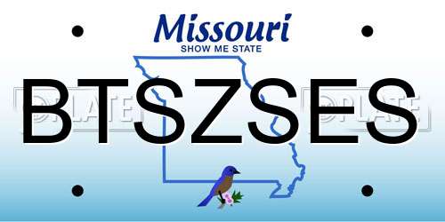 BTSZSES Missouri License Plate