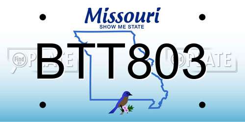 BTT803 Missouri License Plate