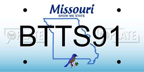 BTTS91 Missouri License Plate
