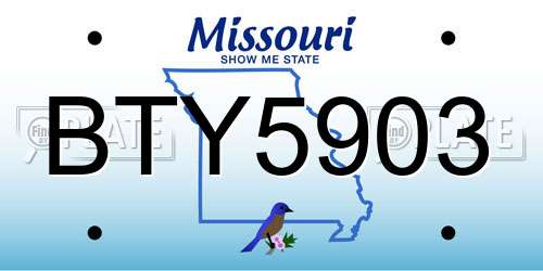 BTY5903 Missouri License Plate
