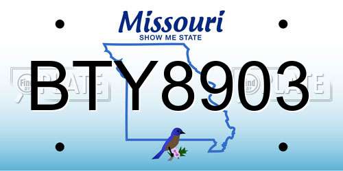 BTY8903 Missouri License Plate