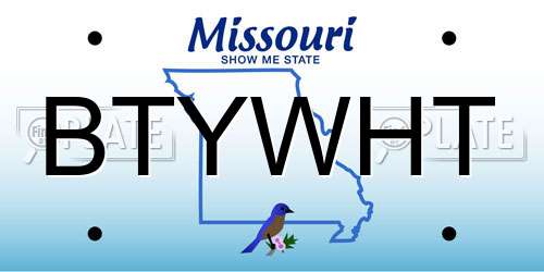 BTYWHT Missouri License Plate